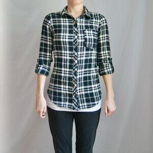 Black and White Plaid Button Down Shirt